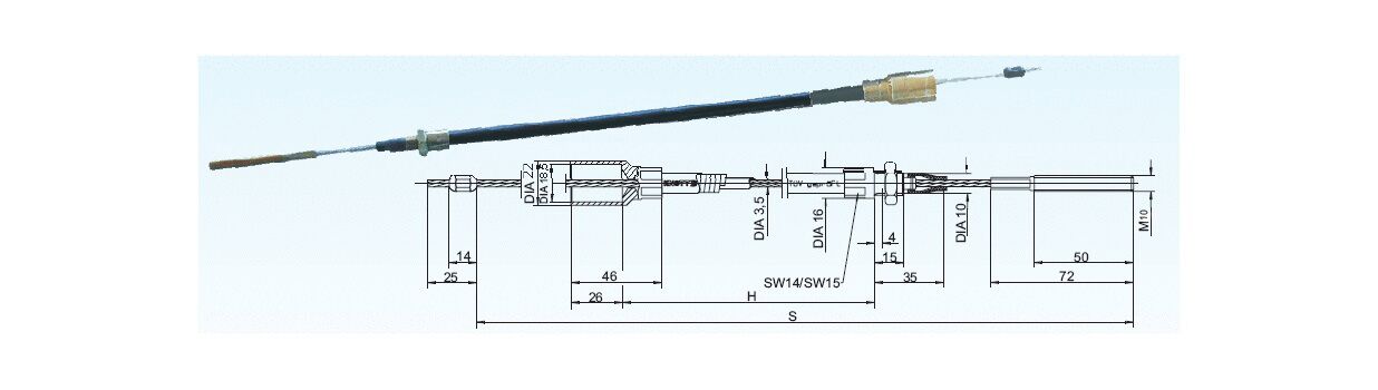 Cablu frana KNOTT cu filet F300 1400/1660