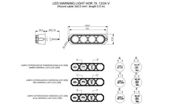 Lampa avertizare LED albastru LDO 2260 (Girofar)